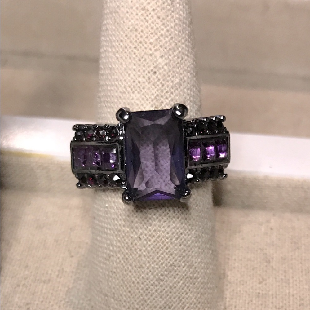 Amethyst and Spinel Tungsten Ring (size 8)